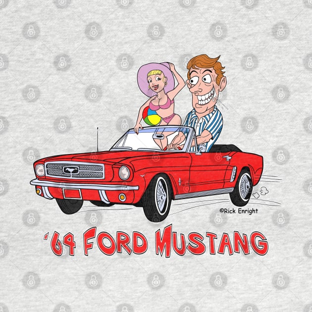 1964 Red Ford Mustang Cartoon by AceToons